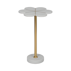 MESA DE ACENTO DE FLORES DE MÁRMOL DE 24´´ , BLANCO/ORO KD