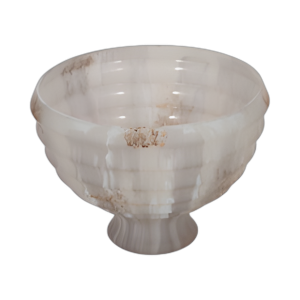 TAZÓN DE PEDESTAL DE VIDRIO DE 9´´ ACABADO DE ÓPALO, MARFIL MÚLTIPLE