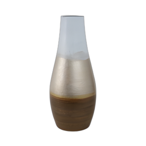 JARRÓN DE RELOJ DE ARENA DE METAL OMBRE DE ORO DE 18´´ , BLANCO/ORO