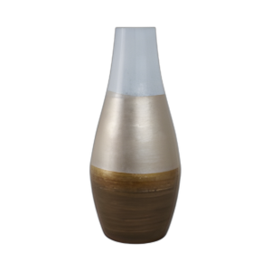 JARRÓN DE HOJSS DE METAL OMBRE DE ORO DE 21´´ , WHT/GLD