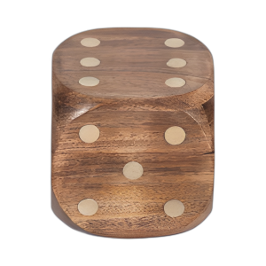 CAJA DE DADOS DE 4´´ CON DADOS ADENTRO, MARRÓN