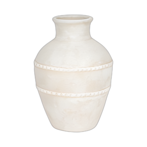 16´´ JARRÓN DE TERRACOTA TEXTURIZADO TRADICIONAL, MARFIL