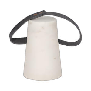 PUERTA DE MÁRMOL DE 5´´ CON MANGO DE CUERO, BLANCO/BLAC