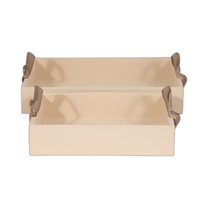 BANDEJAS DE MANGO FORJADO S/2 14/18´´ , MARFIL/BRONCE