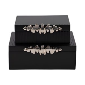 CAJAS S/2 9/11´´ CON LÍNEAS Y MANGO PLATEADO, NEGRO