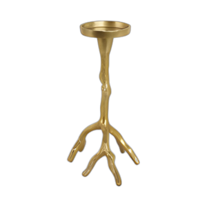 10´´ PILAR DE RAÍCES Y CANDELABRO CÓNICO, ORO