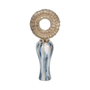 JAR DE REMOLINO GEOGRÁFICO AZUL DE 36´´ CON TAPA DE ANILLO DE METAL ABIERTO, MULTI