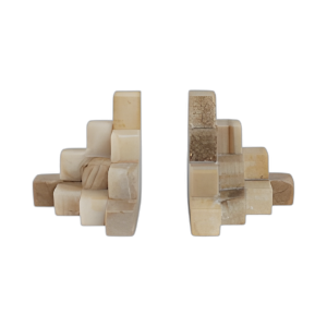 S/2 6´´ ONYX CUBE PYRAMID BOOKENDS, TAN