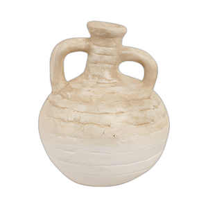 13´´ JARRÓN DE OREJAS DE TERRACOTA BULBOSO, MARFIL