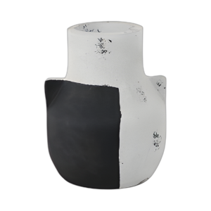 JARRÓN DE TERRACOTA MODERNO DE 10´´ PARCHE NEGRO, MARFIL/BLK