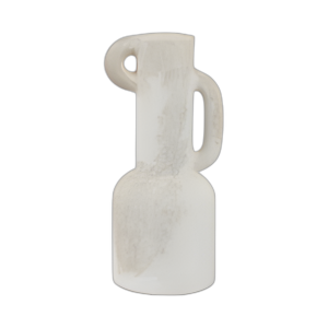 JARRÓN DE TERRACOTA ASIMÉTRICO DE OREJA ASIMÉTRICA, BLANCO