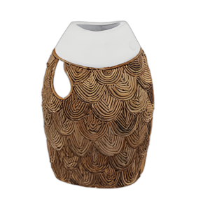 JARRÓN DE TERRACOTTA FSH DE LA ESCALA TEJIDA DE 16´´ , MARFIL/NATURAL