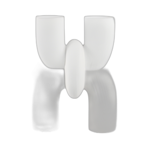 JARRÓN DE TERRACOTA DE FORMA X MODERNA DE 15´´ , BLANCO