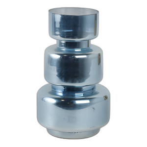 JARRÓN DE VIDRIO DE CILINDRO APILADO DE 10´´ , PLATA AZUL