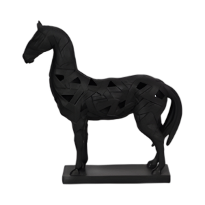 ESCULTURA DE CABALLOS DE 17´´ EN LA BASE, NEGRO