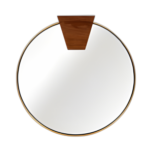 32X32 ESPEJO DE MADERA REDONDA, ORO