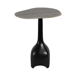 MESA DE ACENTO DE MÁRMOL SUPERIOR CURVADO DE 21´´ , BEIGE/BLK