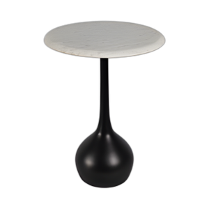 BASE DE PELOTA DE MESA DE ACENTO TRAVERTINO DE 20´´ , WHT/BLK