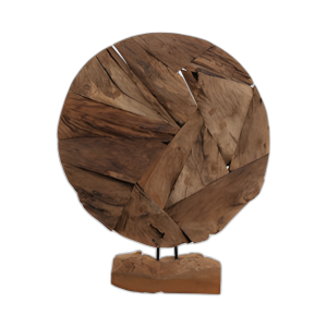 DISCO DE MADERA DE TECA DE 24´´ EN EL SOPORTE, NATURAL