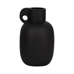 JARRÓN DE JARRAS DE TERRACOTA MODERNA DE 15´´ CON MANGO, NEGRO