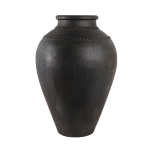 JARRÓN DE PISO DE TERRACOTA DE 30´´ , NEGRO RÚSTICO