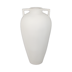 JARRÓN DE PISO DE 40´´ TERRACOTTA MANIJAS PUNTIAGUDAS, MARFIL