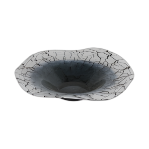 12X12´´ TAZÓN DE VIDRIO ABSTRACTO CON VENAS, BLANCO/BLA