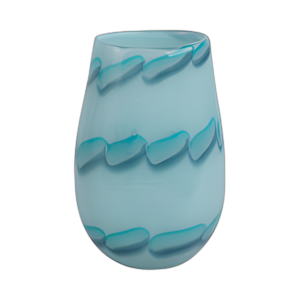 JARRÓN DE VIDRIO DE PATRÓN DE CUENTAS DE 9X6´´ , AZUL