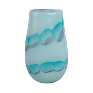 JARRÓN DE VIDRIO DE PATRÓN DE CUENTAS DE 12X7´´ , AZUL