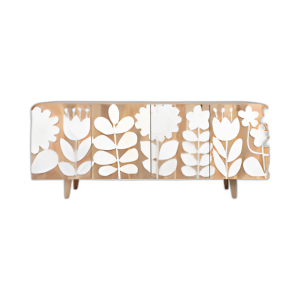GABINETE DE APLIQUES DE CAMPO DE FLORES DE 70X30´´ , NATURAL/WHT