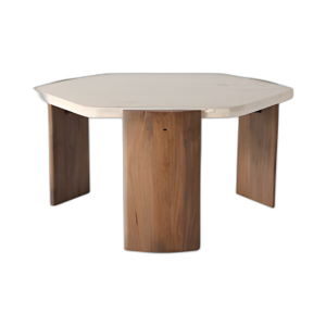 32X17 MESA DE CAFÉ DE TRAVERTINO HEXAGONAL, BWN