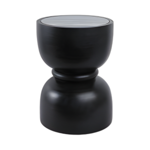 MESA DE ACENTO SUPERIOR DE MÁRMOL DE 18X13´´ CON ANILLO, NEGRO