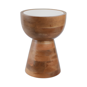 MESA DE ACENTO SUPERIOR DE MÁRMOL DE RELOJ DE ARENA DE 18X13´´ , WHT/NATRL