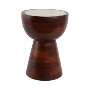 18X13´´ HOURGLASS TRVRTINE TOP ACCENT TBLE, TAN/WLNT