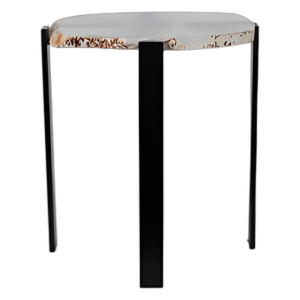 MESA DE ACENTO DE BORDE CRUDO DE 20X18´´ , BLANCO/NEGRO