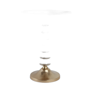 MESA DE ACENTO LILYPAD DE 22X16´´ , BLANCO/ORO