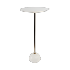 TABLE DE ACENTO DE BASE DE BOLA DE MÁRMOL 25X12, BLANCO/ORO