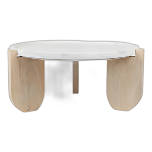MESA DE CAFÉ SUPERIOR DE MÁRMOL DE 30X14´´ CON PIERNAS CURVAS, W