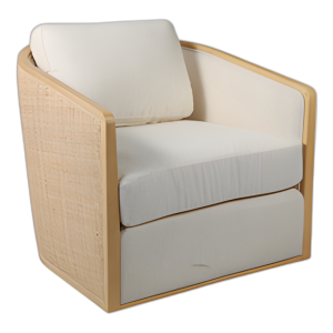 SILLA DE ACENTO GIRATORIO DE CAÑA REDONDEADA, MARFIL/BRONCEADO