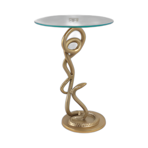 MESA DE ACENTO DE SERPIENTE DE 23X15´´ , ORO