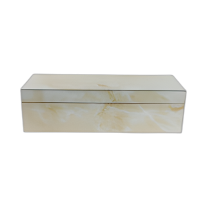 CAJA DE VIDRIO MÁRPOLAS DE 17X6´´ , MARFIL