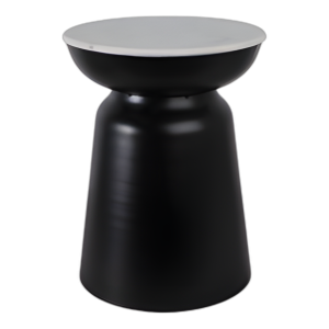 TAPA DE MÁRMOL DE MESA DE ACENTO DE METAL DE 20X15´´ , NEGRO/BLANCO