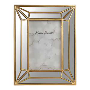 MARCO DE FOTOS DE BORDE ESPEJO 4X6 RESINA DECO, ORO