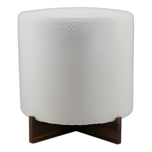 18´´ OTOMANA DE PELUCHE MODERNA CON BASE DE MADERA, MARFIL