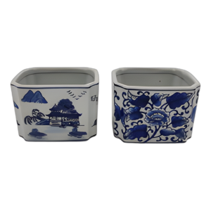 S/2 5X4´´ TAZAS DE LÁPIZ CHINOISERIE, AZUL/BLANCO