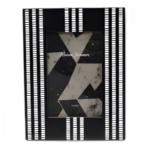 4X6 MARCO DE FOTOS DE RAYAS RIDIAS, NEGRO/MARFIL