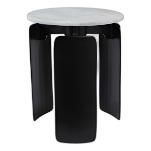 MESA DE ACENTO DE 3 PIES DE MÁRMOL DE 20X16´´ , GRIS/ BLA