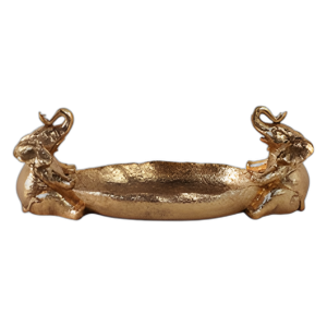 14X6´´ 2 ELEFANTES QUE SOSTIENEN TAZÓN, ORO