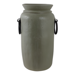 JARRÓN ECOMIX DE 16X9´´ CON ASAS DE METAL, VERDE/ NEGRO