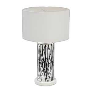 GLASS, LÁMPARA DE MESA RAYADA DE 25´´ , NEGRO/BLANCO